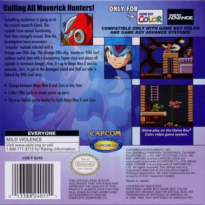 Mega Man Xtreme 2 — box-2D-back (US)