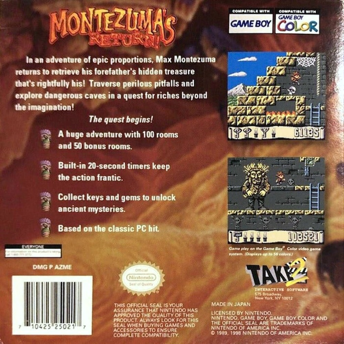 Montezuma's Return! — box-2D-back (US)