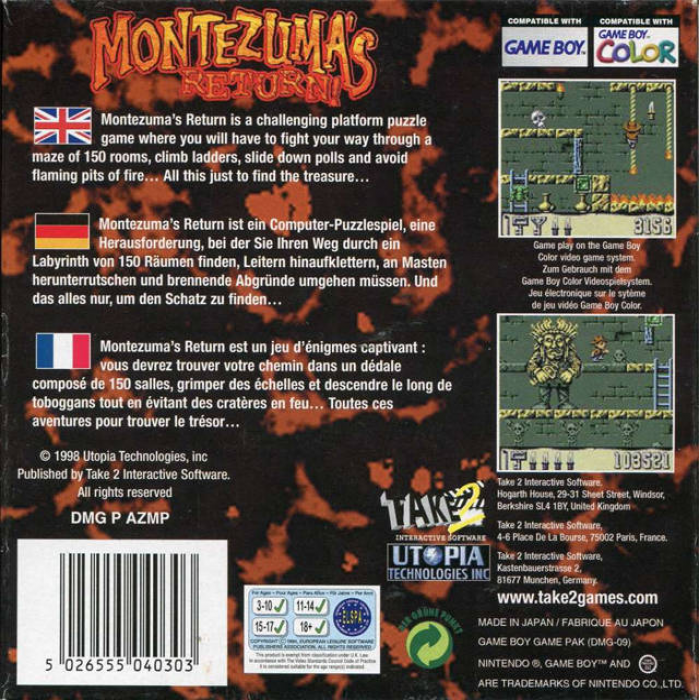 Montezuma's Return! — box-2D-back (EU)