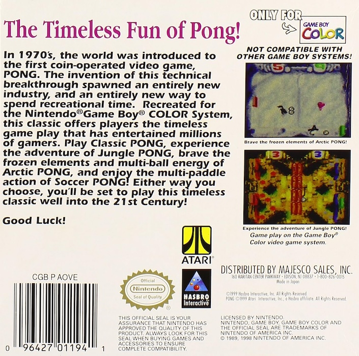 Pong : The Next Level — box-2D-back (US)