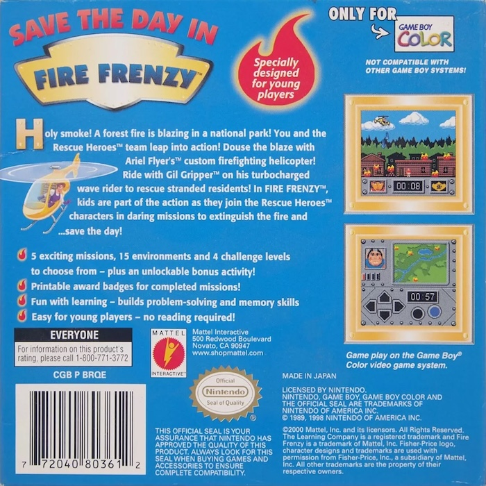 Rescue Heroes - Fire Frenzy — box-2D-back (US)