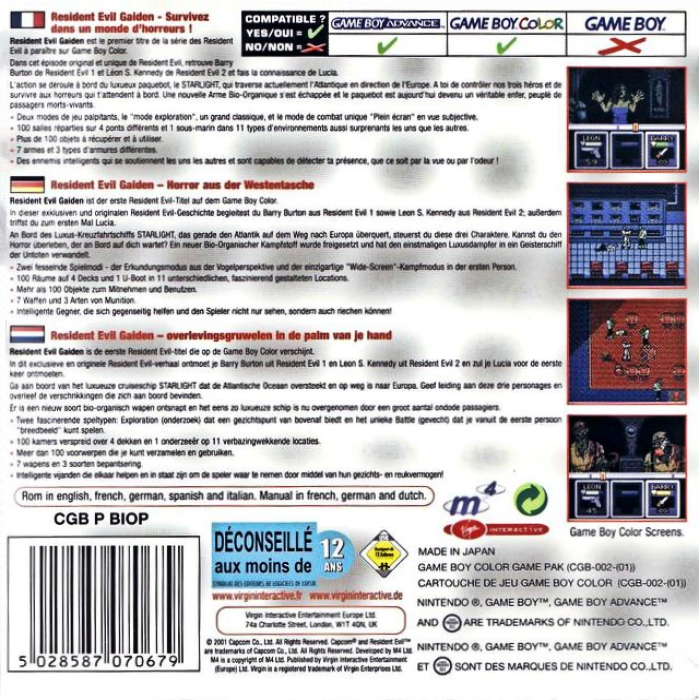 Resident Evil Gaiden — box-2D-back (EU)