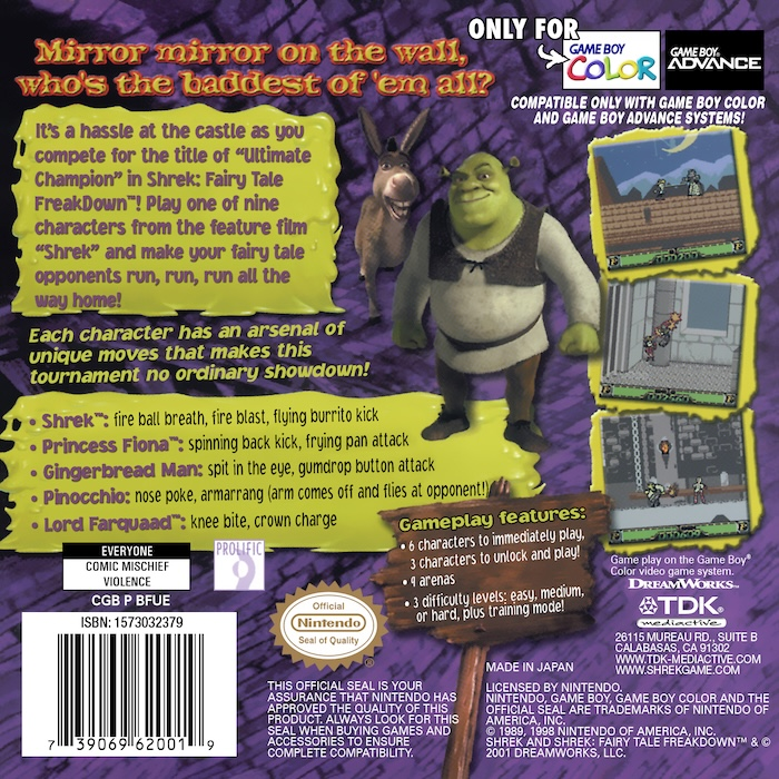 Shrek : Fairy Tale Freakdown — box-2D-back (US)
