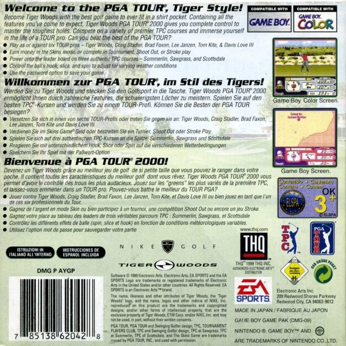 Tiger Woods PGA Tour 2000 — box-2D-back (US)