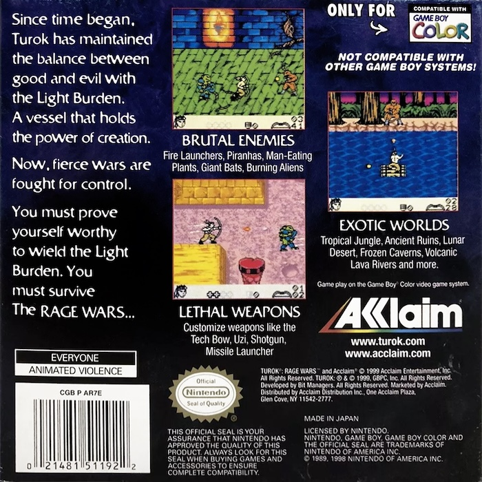 Turok : Rage Wars — box-2D-back (US)