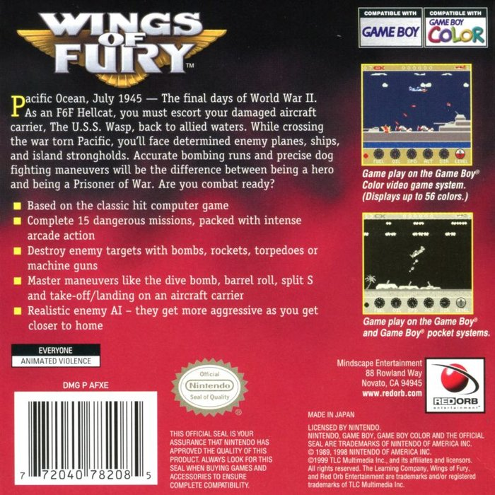 Wings Of Fury — box-2D-back (US)