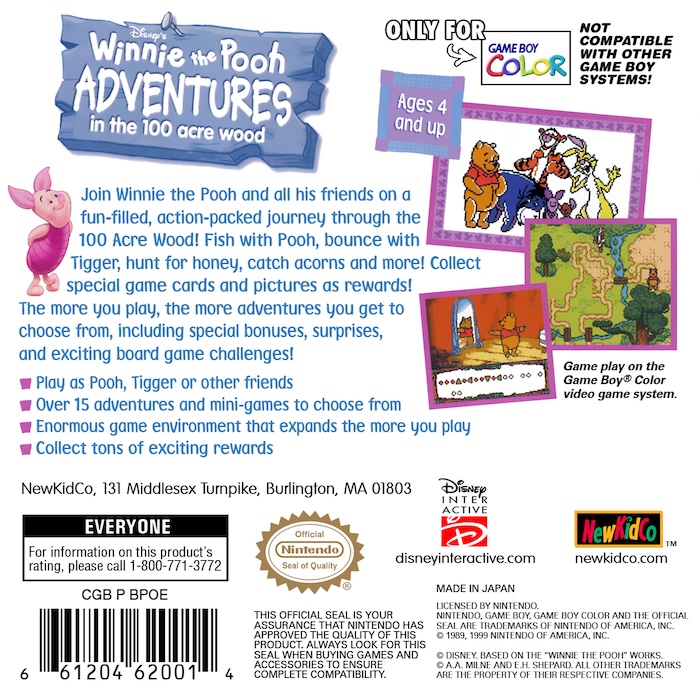 Winnie the Pooh : Adventures in the 100 Acre Wood — box-2D-back (US)