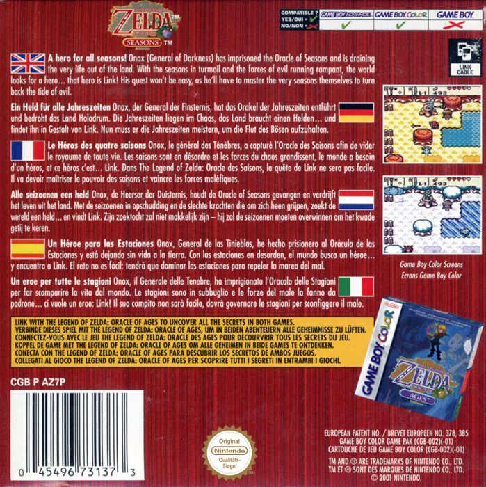 Legend Of Zelda - Oracle Of Seasons, The — box-2D-back (EU)