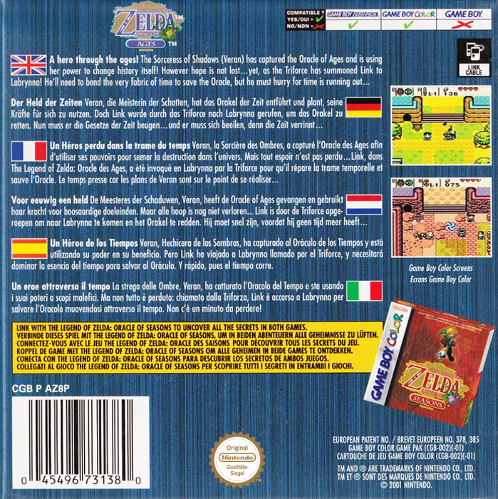Legend Of Zelda - Oracle Of Ages, The — box-2D-back (EU)