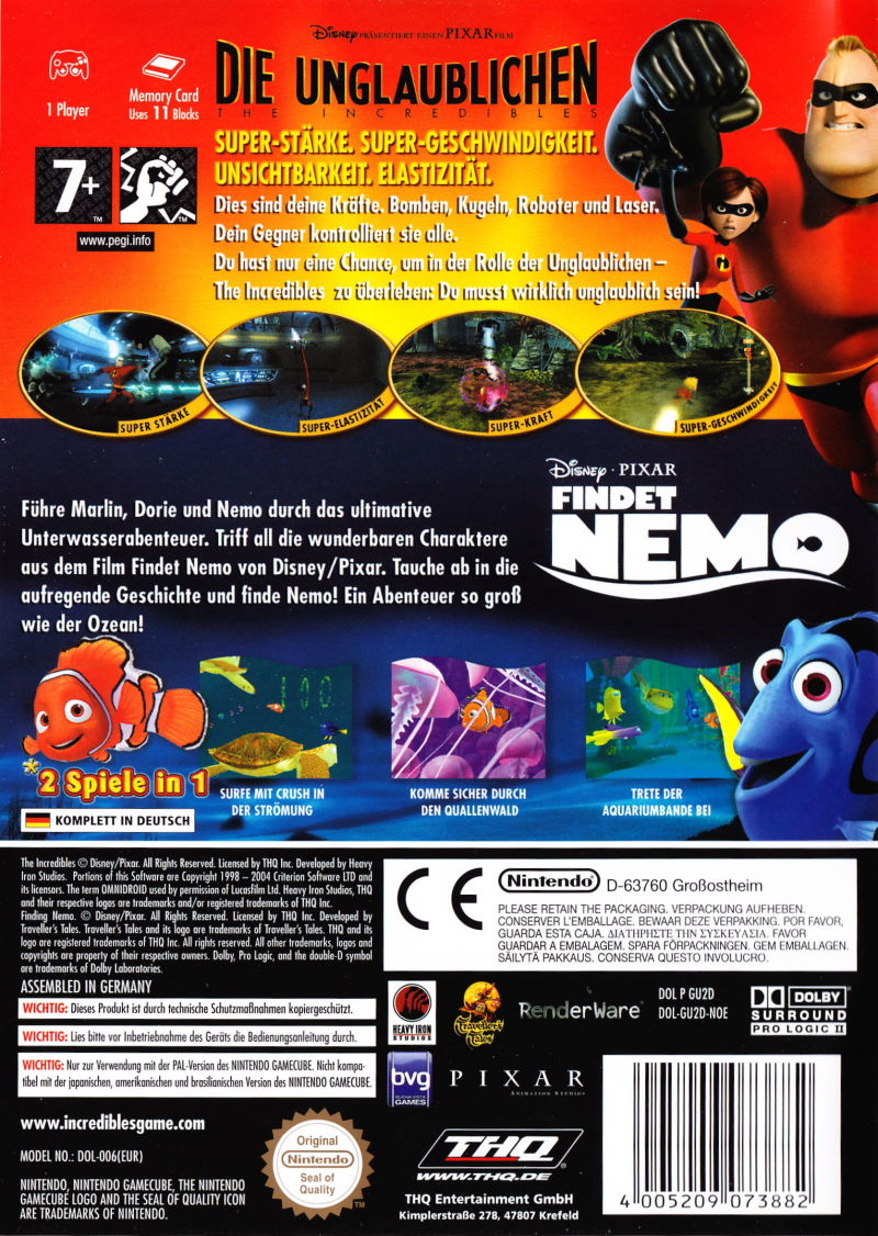2 Games In 1 - The Incredibles / Finding Nemo — box-2D-back (DE)