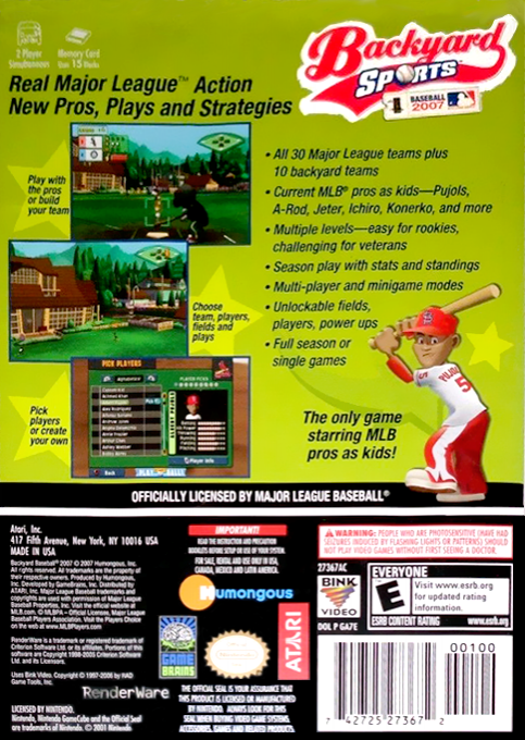 Backyard Sports - Baseball 2007 — box-2D-back (US)