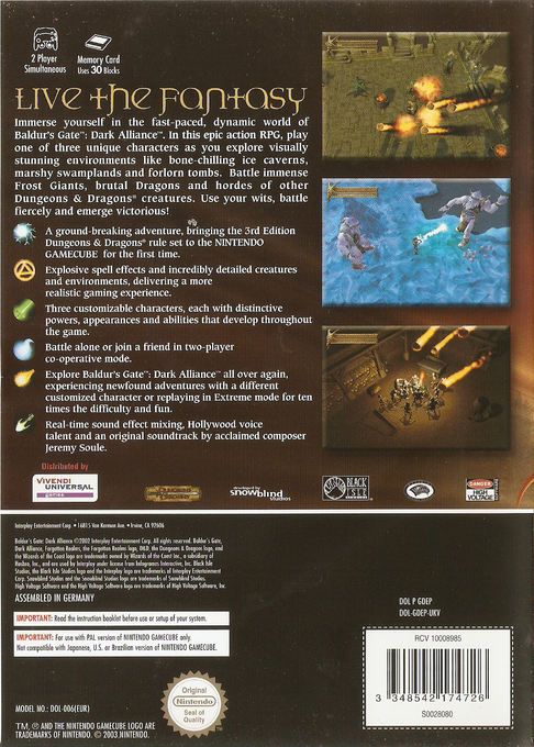 Baldur's Gate - Dark Alliance — box-2D-back (EU)