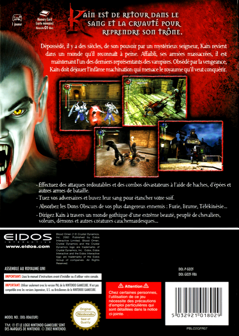 Blood Omen 2 - The Legacy of Kain Series — box-2D-back (FR)