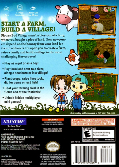 Harvest Moon - Magical Melody — box-2D-back (US)
