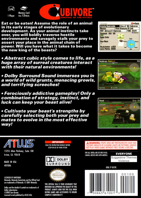 Cubivore - Survival of the Fittest — box-2D-back (US)