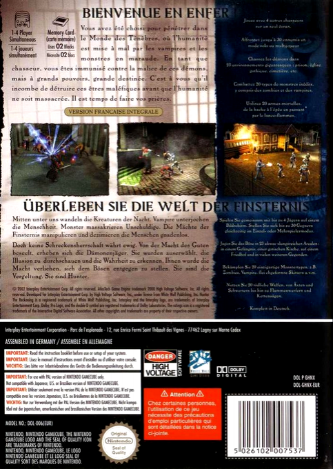 Hunter - The Reckoning — box-2D-back (FR)