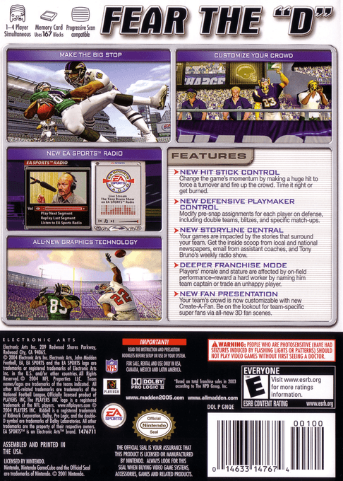 Madden NFL 2005 — box-2D-back (US)