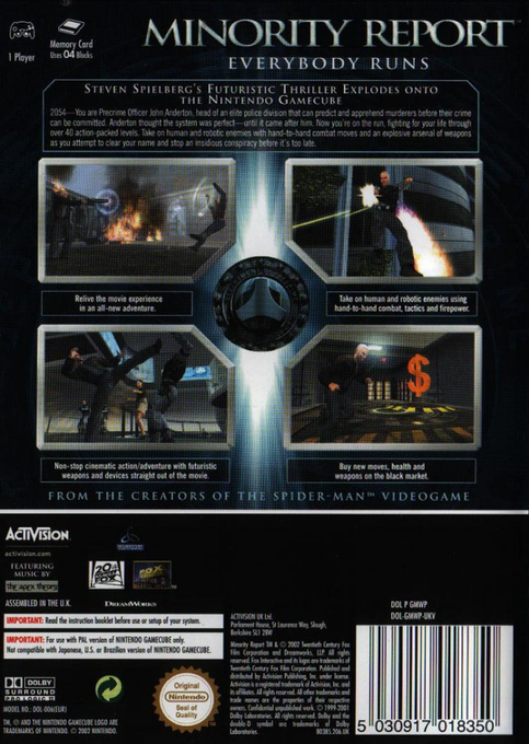 Minority Report - Everybody Runs — box-2D-back (EU)