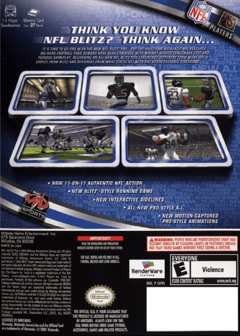 NFL Blitz Pro — box-2D-back (US)