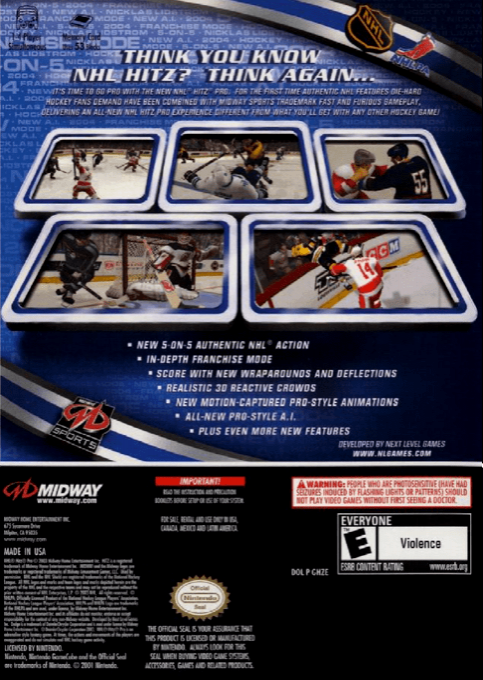 NHL Hitz Pro — box-2D-back (US)