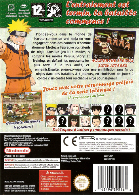 Naruto - Clash Of Ninja - European Version — box-2D-back (FR)