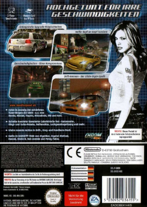 Need for Speed - Underground — box-2D-back (DE)