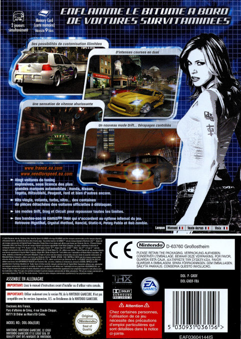 Need for Speed - Underground — box-2D-back (FR)