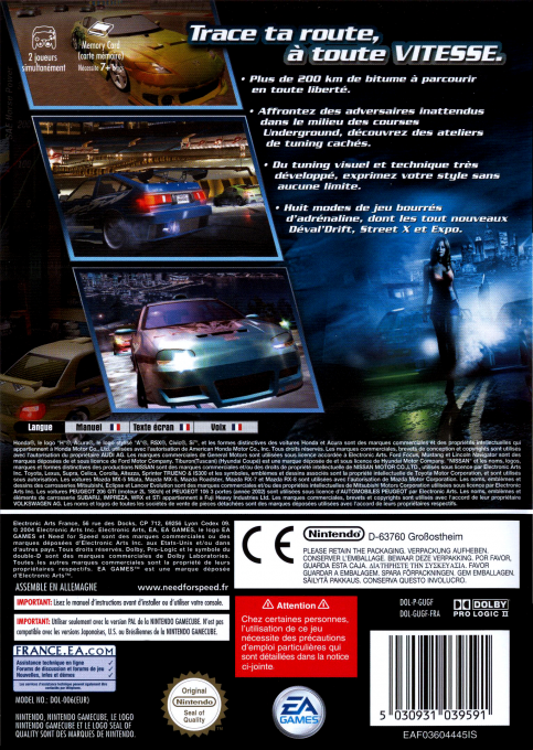 Need for Speed - Underground 2 — box-2D-back (FR)