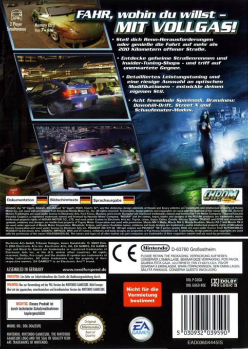 Need for Speed - Underground 2 — box-2D-back (DE)