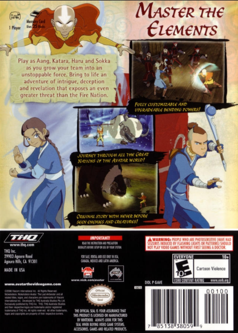 Avatar - The Legend of Aang — box-2D-back (US)