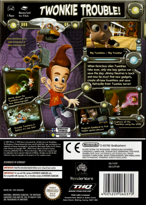 Jimmy Neutron Boy Genius - Attack of the Twonkies — box-2D-back (EU)