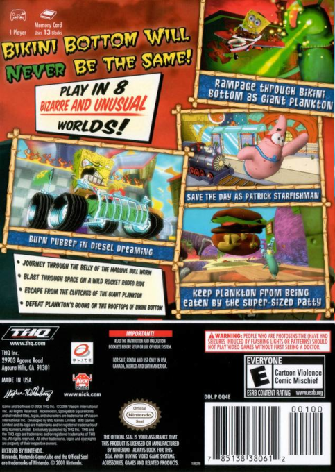 Spongebob Squarepants - Creature From The Krusty Krab — box-2D-back (US)