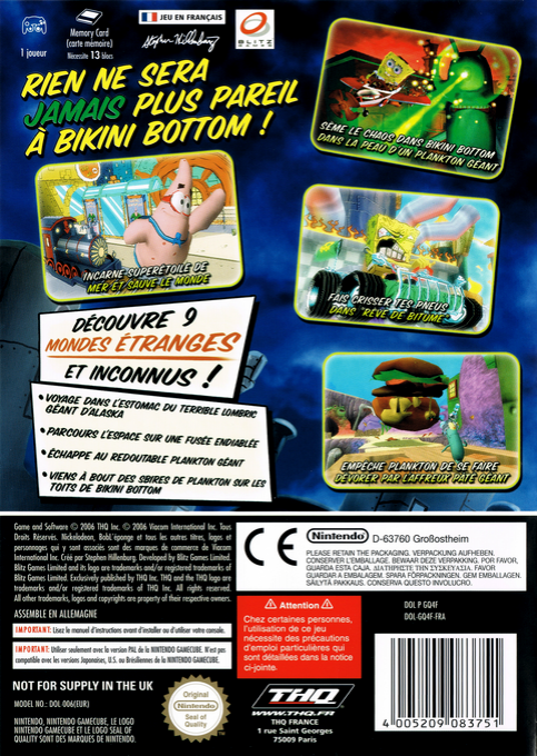 Spongebob Squarepants - Creature From The Krusty Krab — box-2D-back (FR)
