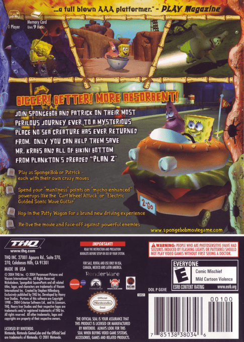 Spongebob Squarepants Movie, The — box-2D-back (US)