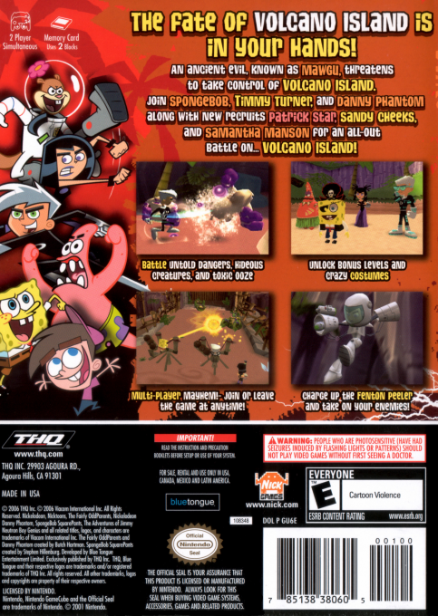 Nicktoons - Battle For Volcano Island — box-2D-back (US)