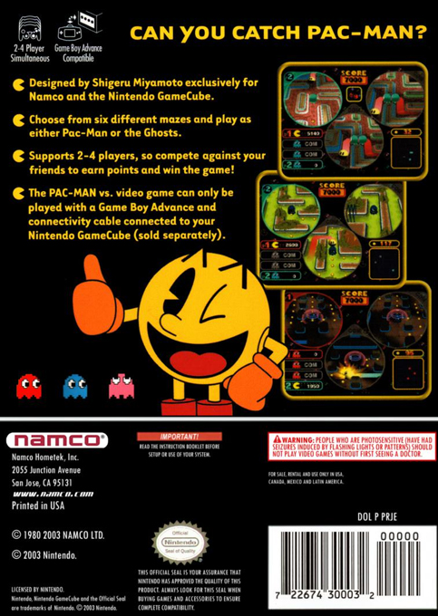 Pac-Man vs. — box-2D-back (US)