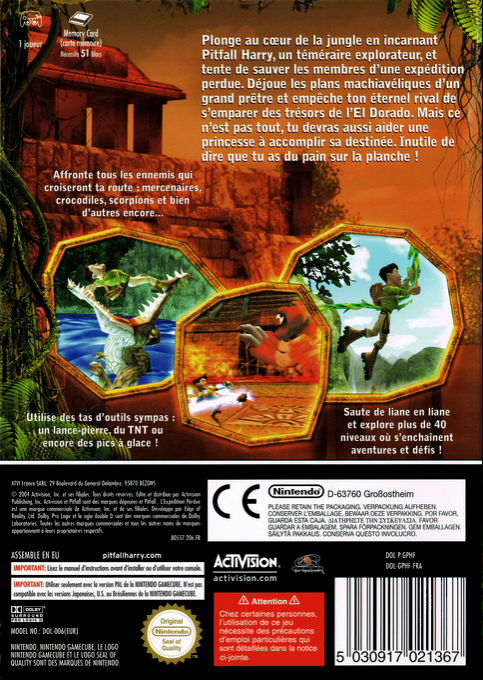 Pitfall - The Lost Expedition — box-2D-back (FR)