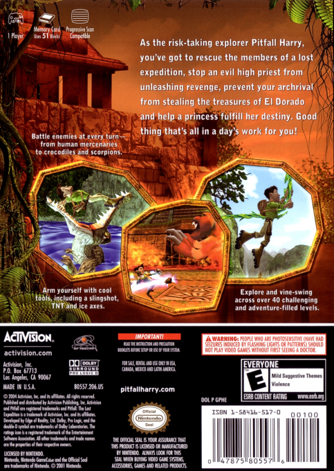 Pitfall - The Lost Expedition — box-2D-back (US)
