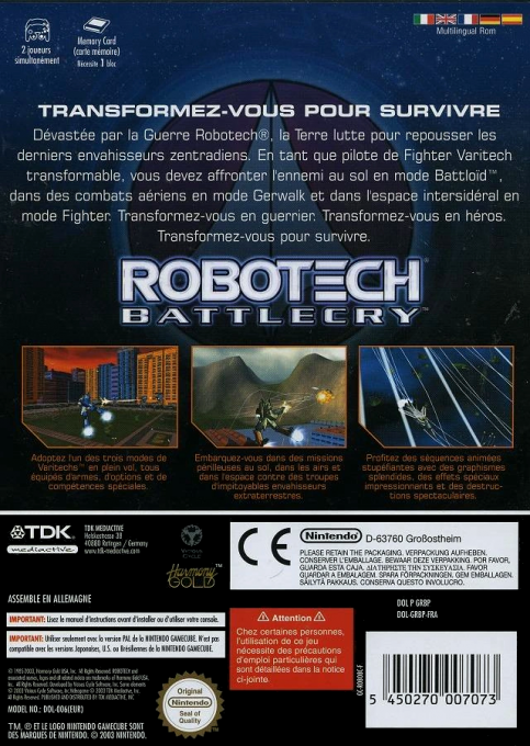Robotech - Battlecry — box-2D-back (FR)