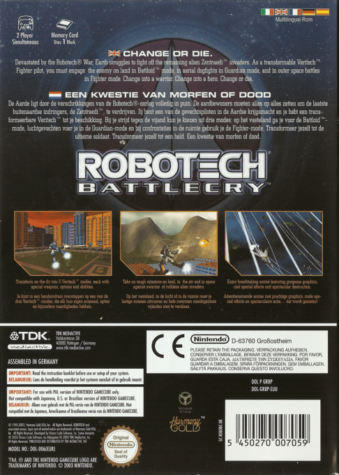 Robotech - Battlecry — box-2D-back (EU)