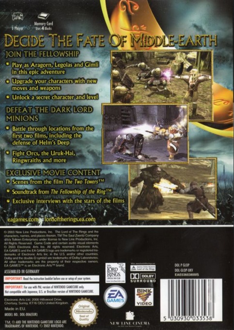 Lord Of The Rings The Two Towers — box-2D-back (EU)