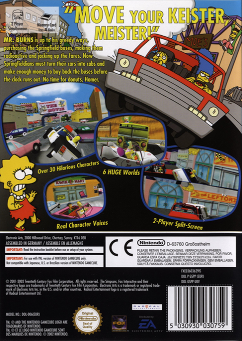 Simpsons, The - Road Rage — box-2D-back (EU)
