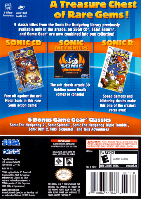 Sonic Gems Collection — box-2D-back (US)