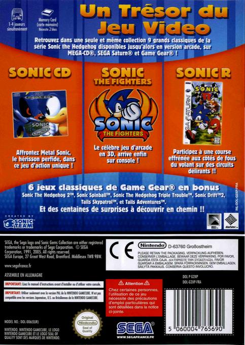 Sonic Gems Collection — box-2D-back (FR)