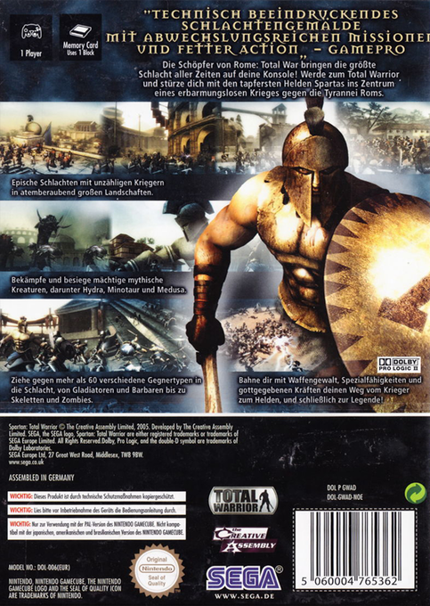 Spartan - Total Warrior — box-2D-back (DE)