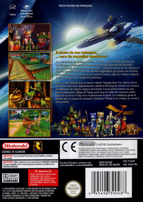 Star Fox Adventures — box-2D-back (FR)