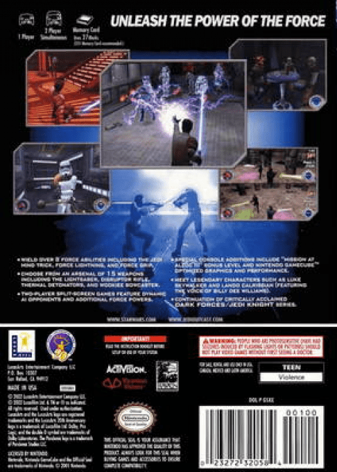 Star Wars Jedi Knight 2 - Jedi Outcast — box-2D-back (US)