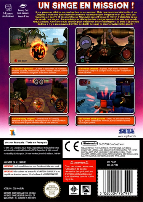 Super Monkey Ball Adventure — box-2D-back (FR)