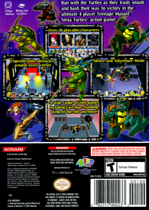 TMNT - Mutant Melee — box-2D-back (US)
