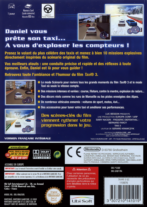 Taxi 3 — box-2D-back (FR)